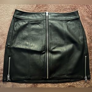 Express Black leather mini skirt with zippers! size 4. Perfect for a night out!!